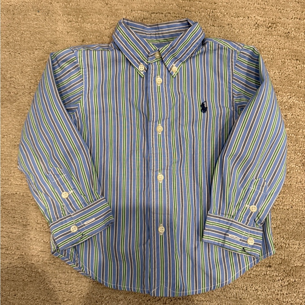 Polo Ralph Lauren 24M Green and Blue Button Down